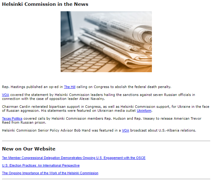 screen capture from a newsletter 7