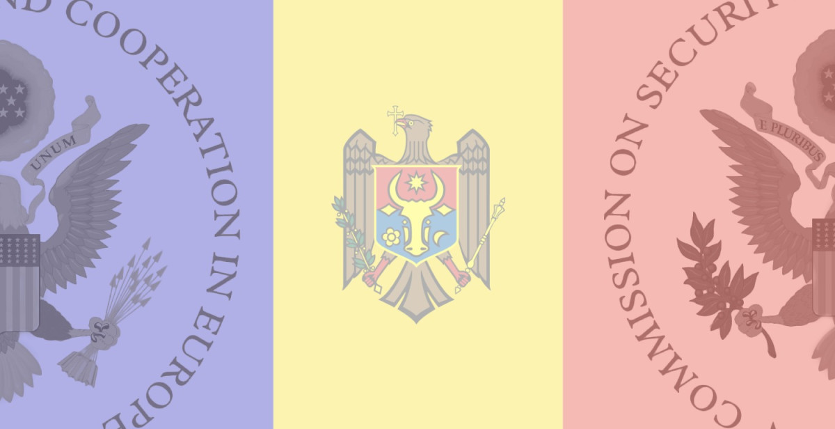 Moldova Flag with Commission Seal  