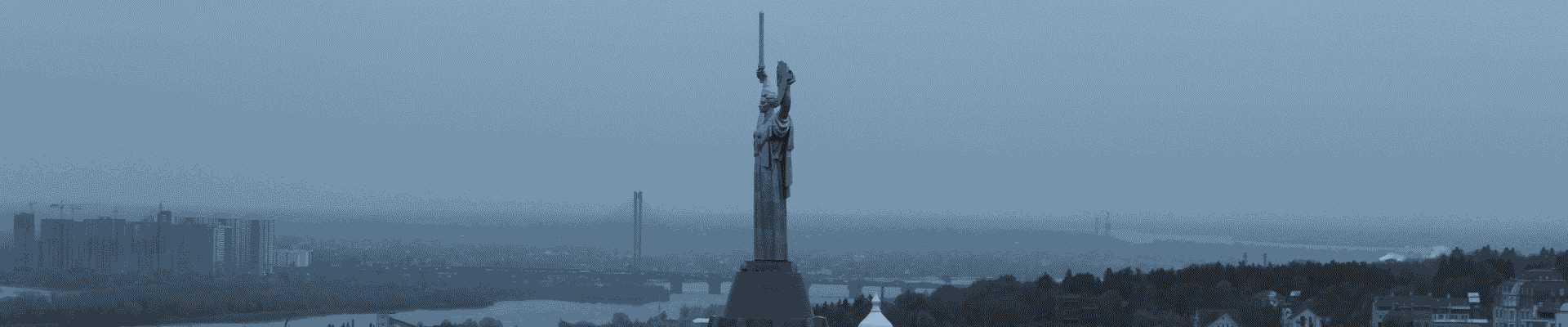 Mother Ukraine monument in Kyiv shrouded in fog