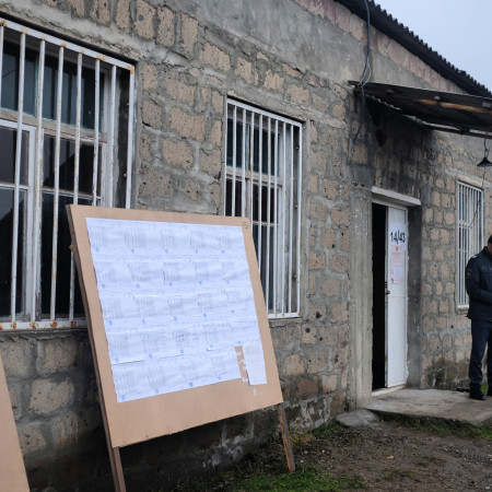 Outside polling station Armavir 