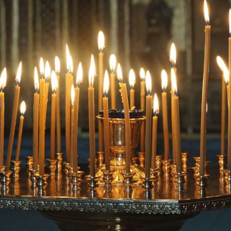 Candles Russian church  
