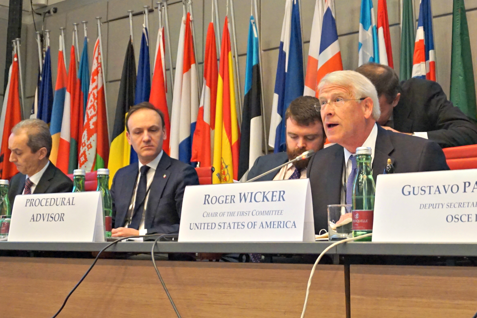 Senator Roger Wicker chairing the First Committee meeting at the 2017 OSCE PA Winter Meeting in Vienna
